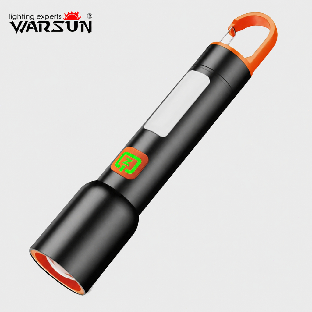 ไฟฉาย WARSUN S18 ชาร์จไฟได้มีซูมและโหมดหลากหลาย สำหรับการตั้งแคมป์ เดินป่า และตกปลา