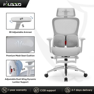 MUSSO E70 Ergonomic Office Chair Breathable Mesh Adjustable Headrest Lumbar Support With Footrest