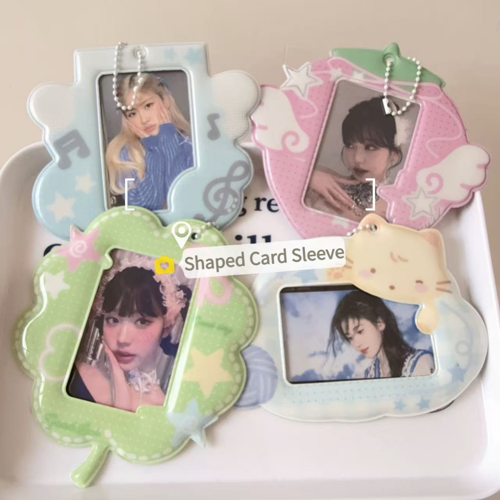 INS น่ารัก 3 นิ้ว/2R Photocard Holder พร้อมพวงกุญแจ Mini Photo Card Holder ID Badge Holder PVC Protector แขนเครื่องเขียน