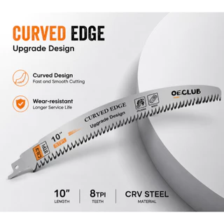 ใบเลื่อยชัก 15 นิ้ว 380mm OÉCLUB ใบเลื่อยชักตัดกิ่งไม้ ทรงโค้ง Curved Reciprocating Saw Blade CR-V 5TPI สำหรับตัดไม้สด ไม้แห้ง ใบเลื่อยตัดกิ่งใหญ่ ฉลามคมกริบ อะไหล่ไฟฟ้า เร็ว แรง ทนทาน ประหยัดแรง ส่งตรงจากโรงงาน คุณภาพสูง Wood Cutting Prunin