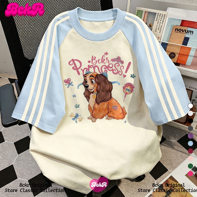 【พร้อมส่ง】🔥BCKR กราฟฟิตี ลายน้องหมา คอกลม เสื้อ🐕ชุดหน้าร้อน oversize ผ้านุ่มสบาย เสื้อผญ เสื้YG1484