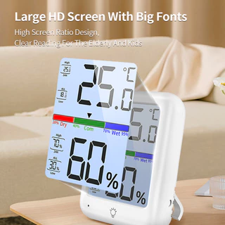 3Life เครื่องวัดอุณหภูมิและความชื้นดิจิตอล หน้าจอ LCD ขนาดใหญ่ ตรวจวัดแม่นยำสูง สำหรับบ้าน ห้องนอน สำนักงาน และเรือนปลูกต้นไม้
