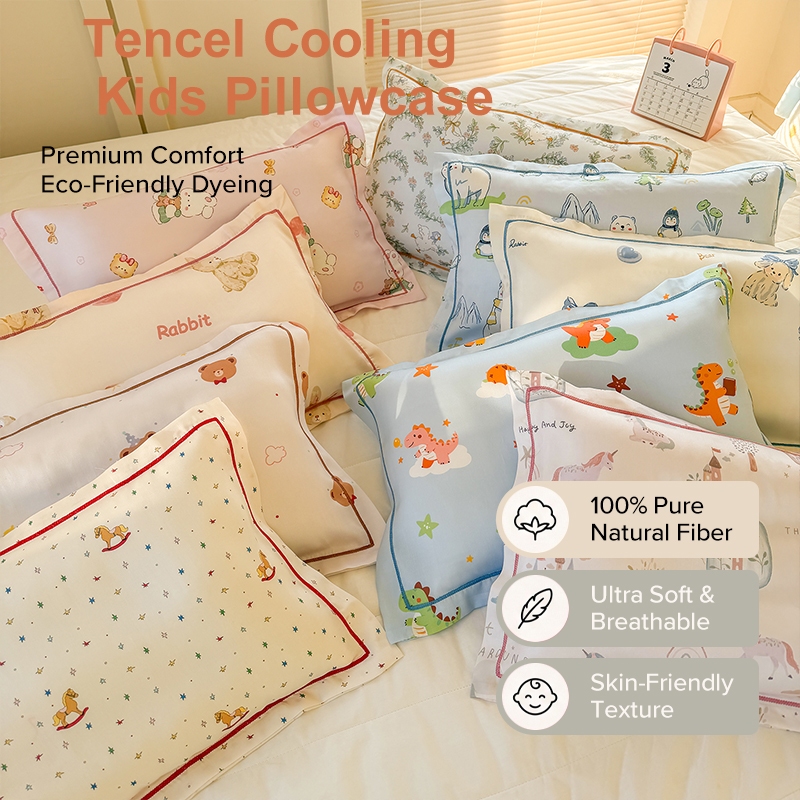 100% Tencel ปลอกหมอน การ์ตูนกระต่าย Silk Cooling 30x50ซม 35x55ซม 40x60ซม  48x74 ซม. pillowcase