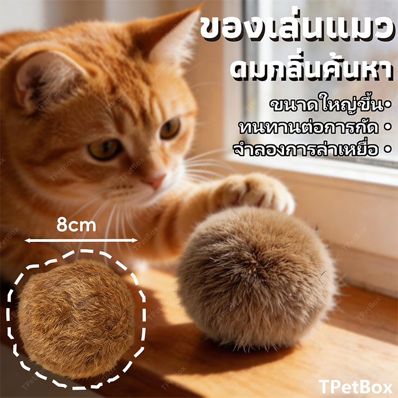 พร้อมส่ง! มาใหม่ ลูกบอลขนกระต่ายแท้ ของเล่นแมวแก้เบื่อ แมวเล่นเองได้ กระตุ้นสัญชาตญาณการล่า แมวต้องหลงรัก นุ่ม ปลอดภัย ของเล่นเสริมพัฒนาการ