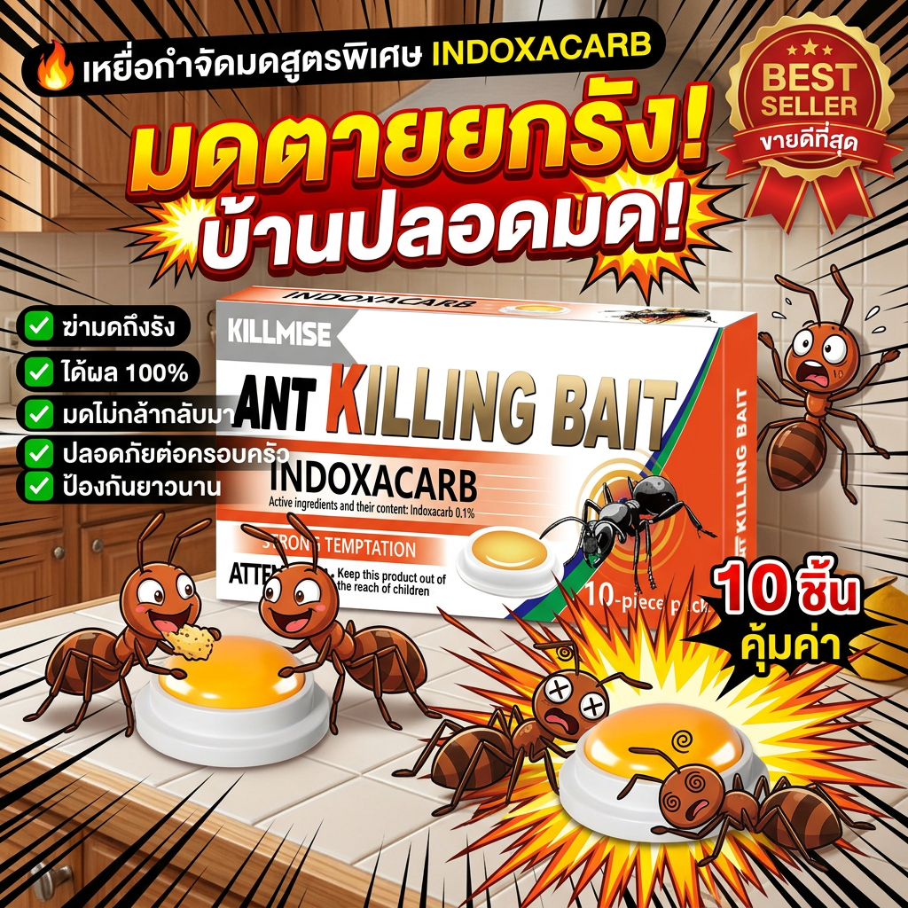🐜ไม่มีมดกวนใจ 100 ปี🐜ANAN เจลมด เหยื่อมด ยาฆ่ามด เหยื่อกำจัดมด กำจัดมด ปลอดภัยต่อสัตว์เลี้ยง 1 กล่อง 10 เม็ด