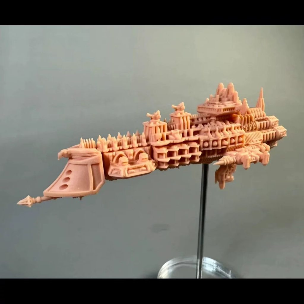 T Tongyu Class Warship Cruiser Warhammer 40k Gothic Fleet Model Miniature Model [ยาว 75mm] รวมฐาน XD