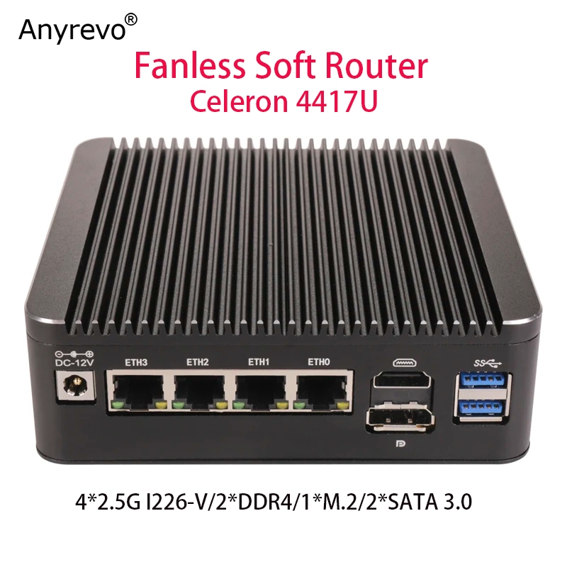 12th Gen Intel N100 N95 Quad Core Soft Router 4 x Intel i226-V 2.5G Router พร้อม DDR4 NVMe HDMI DP T