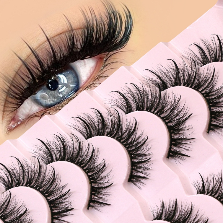 7 คู่เปียกดูมังงะ Lashes Fluffy Voluminous Faux Mink ขนตาปลอมธรรมชาติ Wet Effect Lash Extensions นํากลับมาใช้ใหม่ Dramatic Lashes