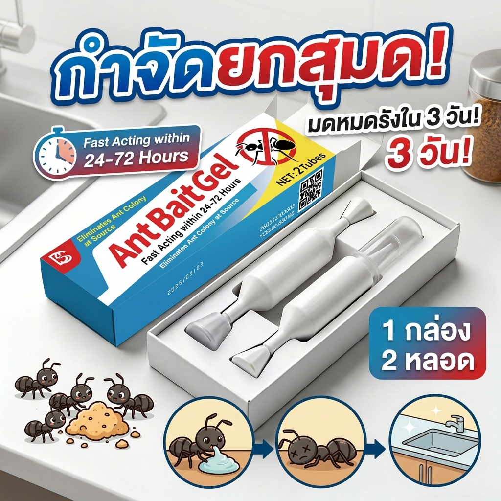 บ้านปลอดมด อุ่นใจกว่า! Feh ยาฆ่ามด เจลฆ่ามด เหยื่อมด เหยื่อกำจัดมด เจลกำจัดมด 1 กล่อง 2 หลอด