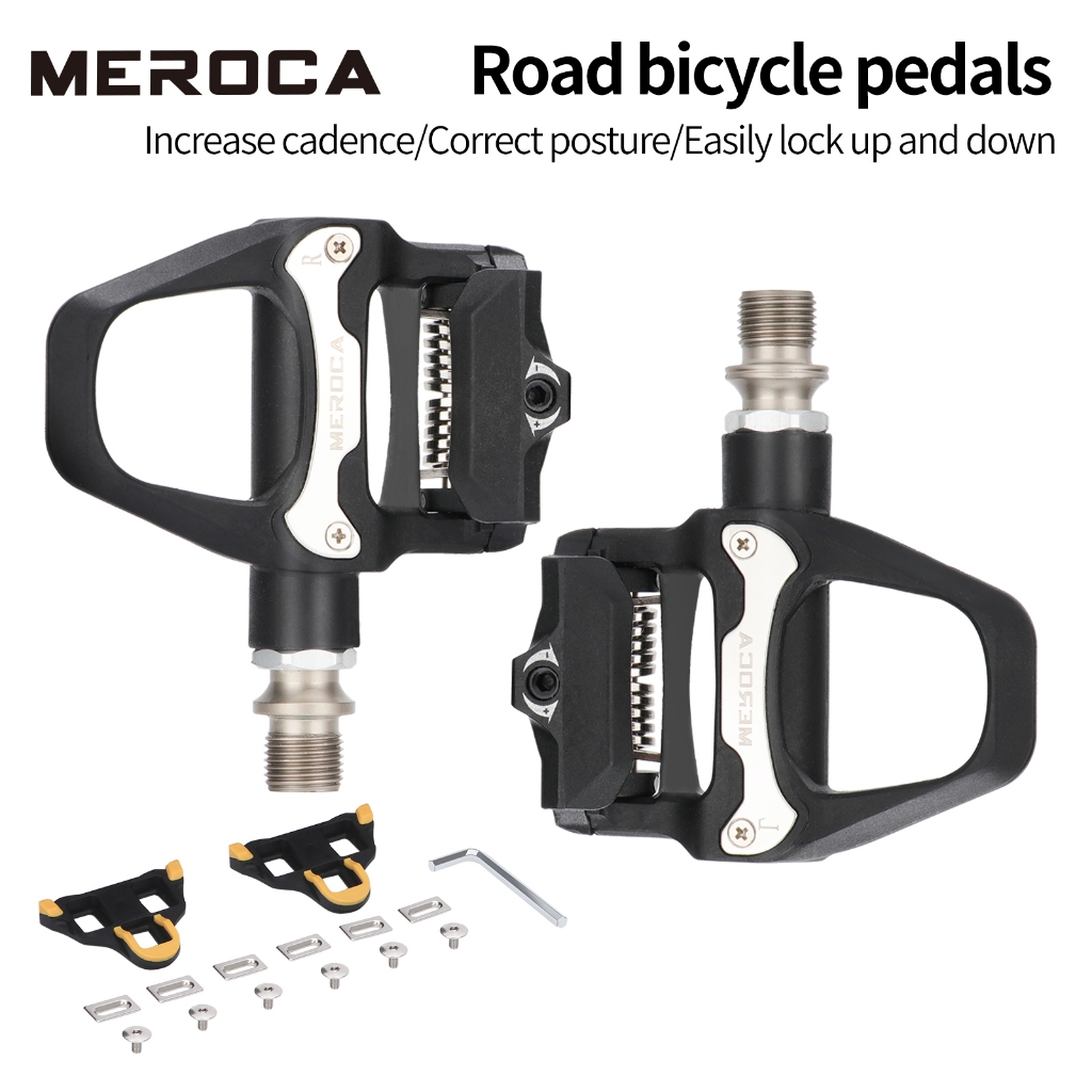 MEROCA R26 Road Bike Clipless Pedals โครงสร้างแบริ่งพร้อมตัวล็อค Cleats เข้ากันได้กับระบบปั่นจักรยาน SPD