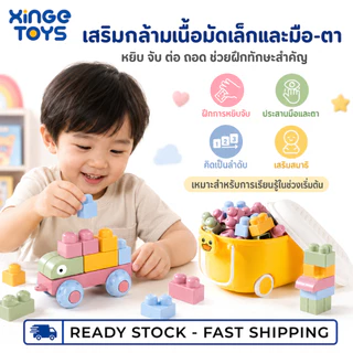 ⭐พร้อมส่ง⭐ XinGe บล็อก TPR นิ่ม ชิ้นใหญ่ ของเล่นตัวต่อเด็ก 21/37/53/90 ชิ้น บล็อกนิ่มปลอดภัย บีบได้ไม่เสียรูป พร้อมกล่องเก็บ เสริมพัฒนาการ