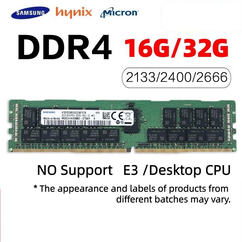 Samsung Micron SK Hynix DDR4 ECC REG 16GB 2133/2400/2666 MHz หน่วยความจําเซิร์ฟเวอร์ Moudle