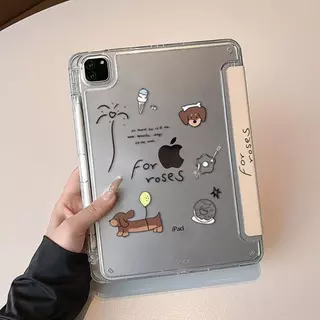 เคส iPad ดัชชุนน่ารักพร้อมช่องเสียบปากกา - การออกแบบลายจุดสีขาว, ฝาครอบป้องกันกันกระแทกสําหรับ iPad 10/9/8/7/6/5 Air 5/4/3/2/1 Pro 11 Mini 6/7
