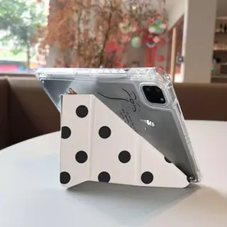 เคส iPad ดัชชุนน่ารักพร้อมช่องเสียบปากกา - การออกแบบลายจุดสีขาว, ฝาครอบป้องกันกันกระแทกสําหรับ iPad 10/9/8/7/6/5 Air 5/4/3/2/1 Pro 11 Mini 6/7