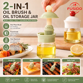 FUSIDO Silicone Oil Brush with Bottle Kitchen Cooking Sauce Brush BBQ Baking Grease Brush Oil Dispenser Tool