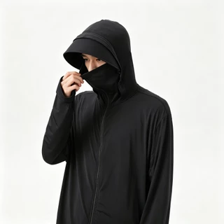 GENIO LAMODE เสื้อกันแดด UPF200+ ไซส์ใหญ่ M-5XL แห้งไวไม่เหม็นอับ กัน UV ผ้าไหมเย็น ปีกหมวกถอดได้ กระเป๋าพร้อมซิป