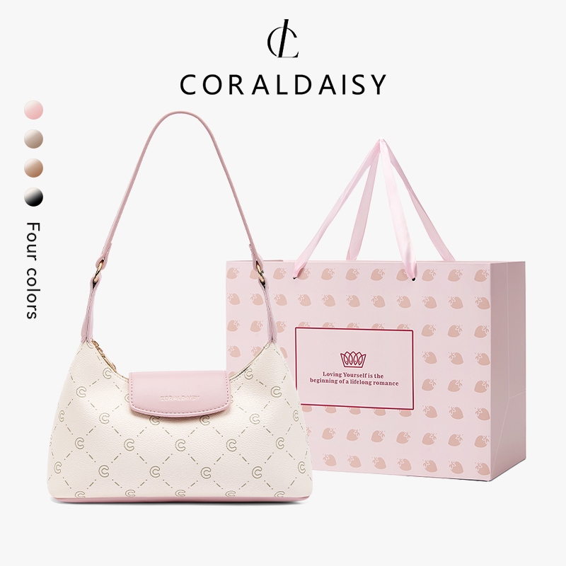 CORALDISY 2026 สินค้าใหม่ปี น่ารัก สายสะพายไหล่สั้น กระเป๋าสะพายข้าง หนังแท้หรูหรา กระเป๋าสะพายไหล่