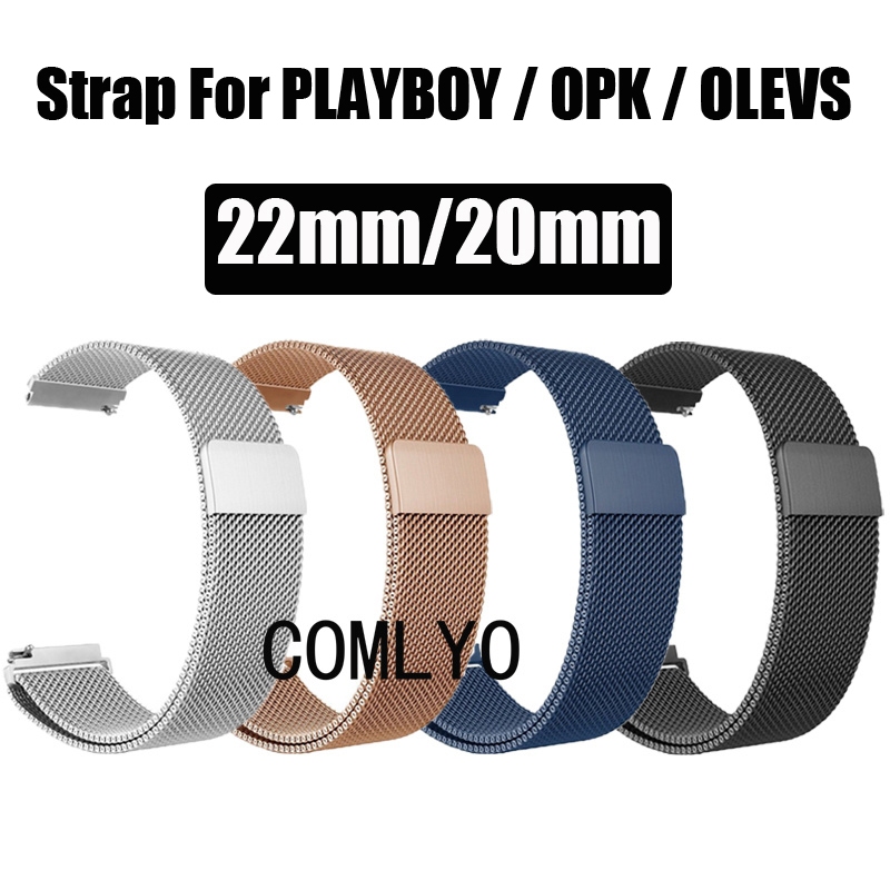 Strap For OPK OLEVS PLAYBOY Watch สายนาฬิกาผู้หญิงผู้ชายสร้อยข้อมือโลหะสแตนเลส 20 มม. 22 มม.