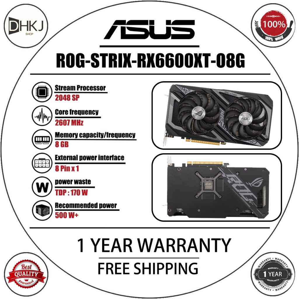 กราฟิกการ์ด ASUS RX 6600 XT มือสอง | ประกัน1ปี | ทดสอบเต็มการทํางาน 100% | ฟรีวางความร้อน
