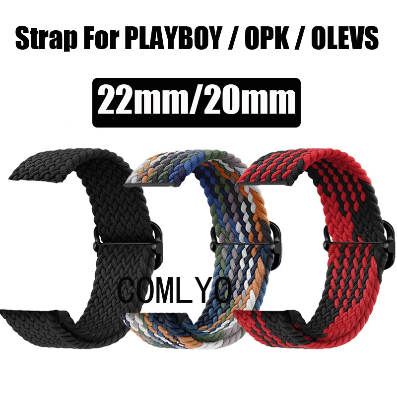 Strap For OPK OLEVS PLAYBOY Watch สายนาฬิกาไนลอนความยืดหยุ่นนุ่มสร้อยข้อมือกีฬาเข็มขัด 20 มม. 22 มม.
