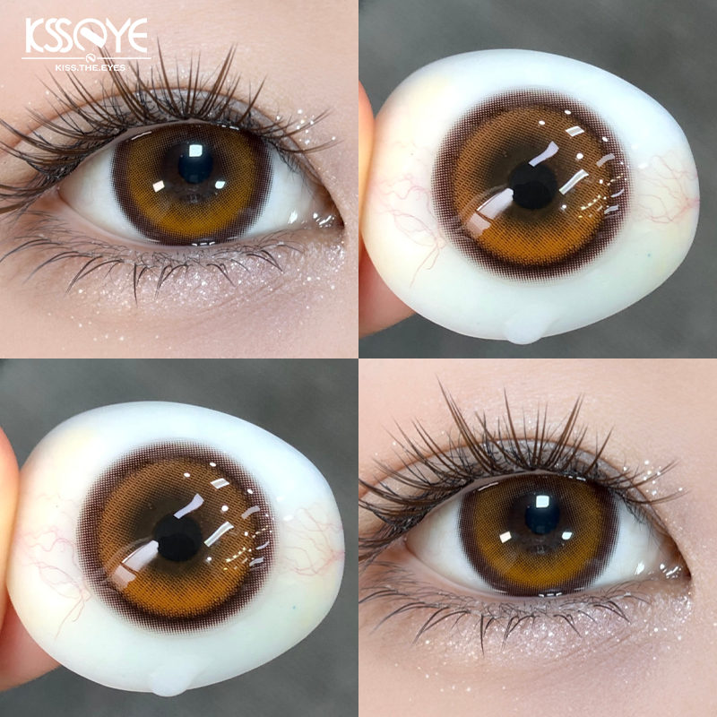 KSSEYE คอนแทคเลนส์สี 14.2 มม.รายปี Citrus Crush เลนส์สีน้ําตาล 1 คู่ Natural Comfort Softlens