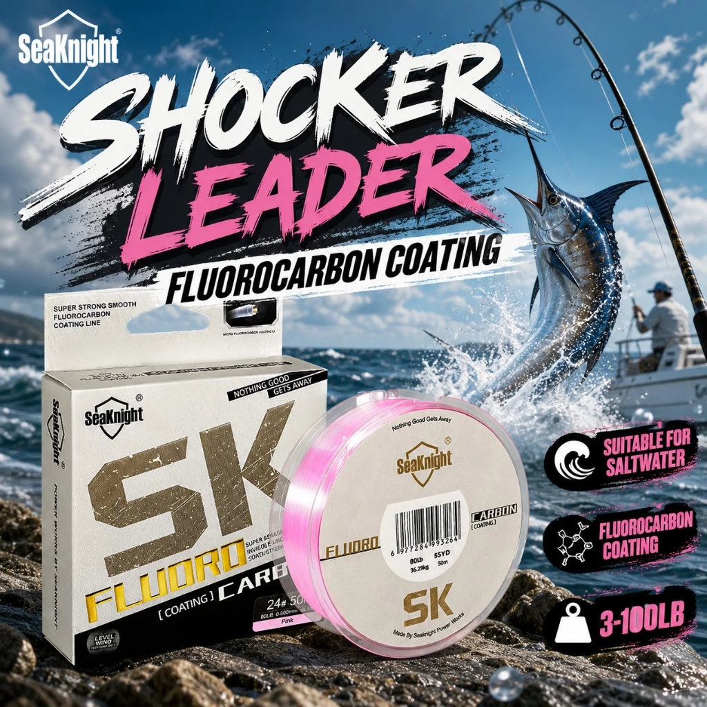 SeaKnight SK Fluorocarbon เคลือบสายตกปลาน้ำเค็ม ความยาว 50 ม./100 ม. เหมาะสำหรับการตกปลาทะเล ขนาด 3-100 LB