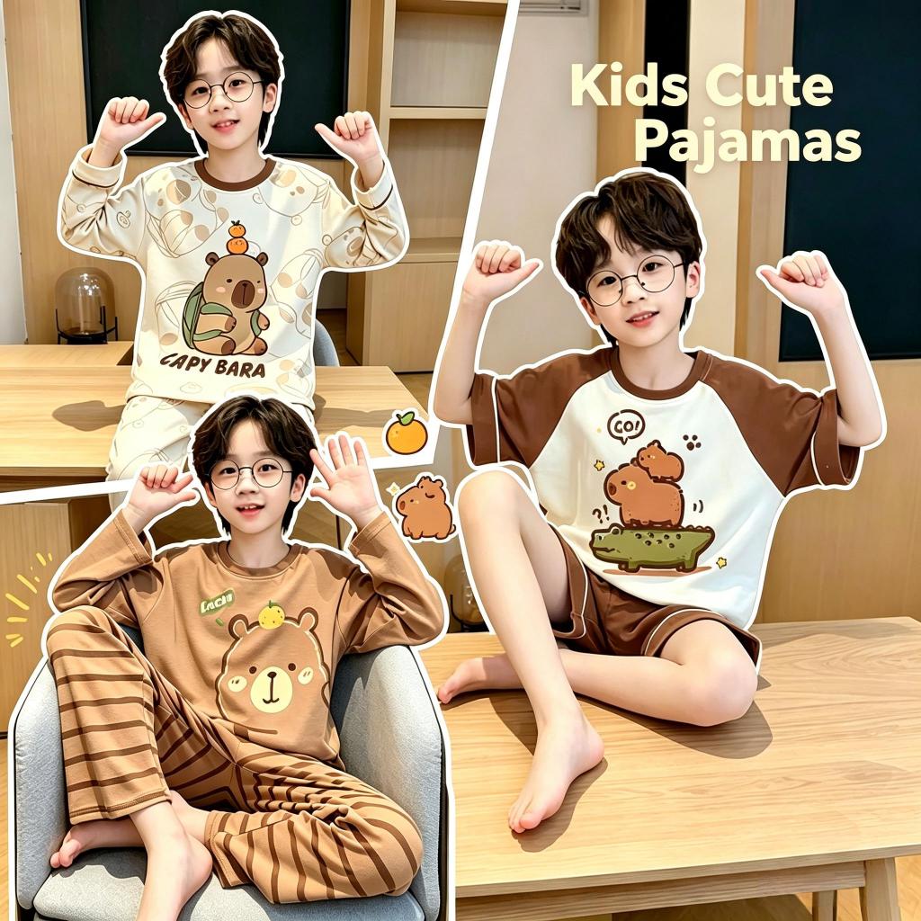 ชุดนอนลายคนอวกาศมันวาวสำหรับเด็กอายุ 6-7 ปี