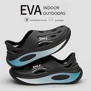 New fashionable thick soled indoor slippers, beige and black non slip perforated shoes