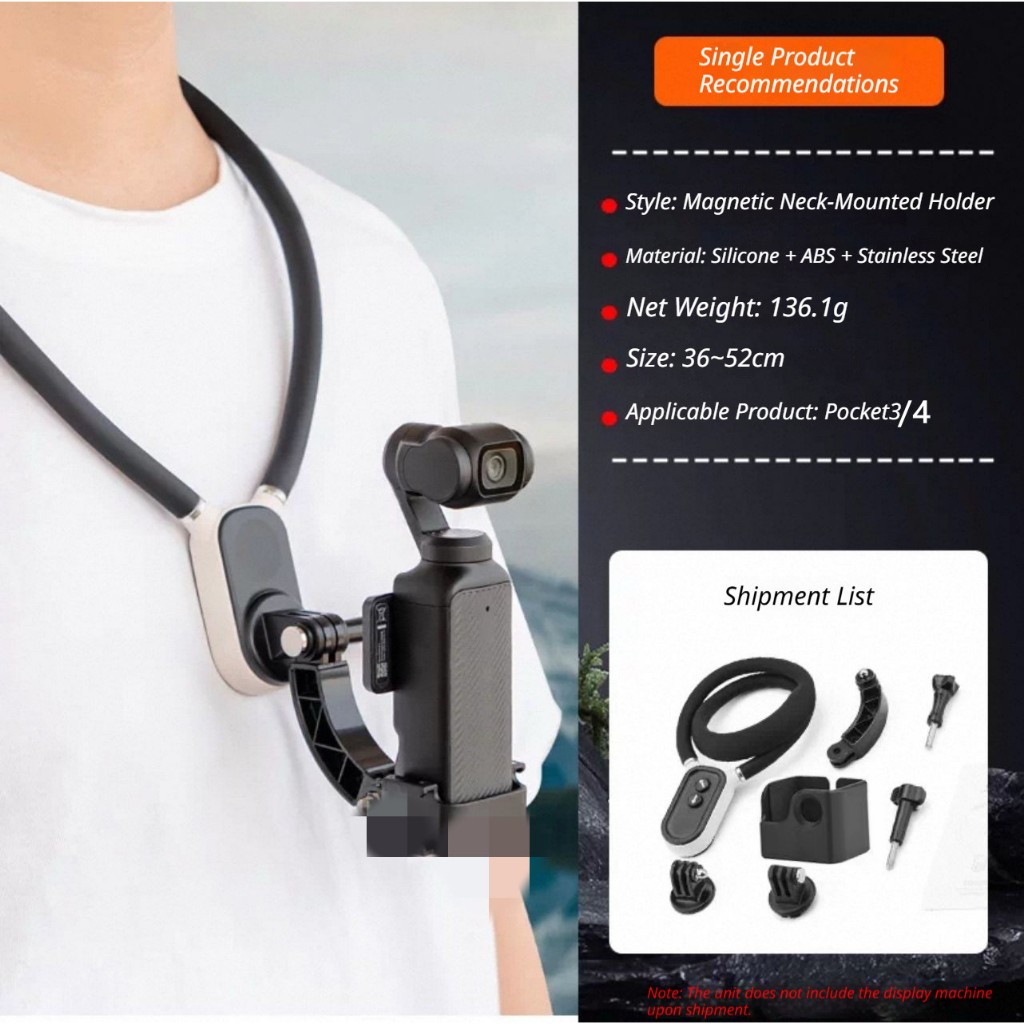 Magnetic Neck Mount สําหรับ DJI OSMO Pocket 4P/4 3/Pocket 2 Creator Combo, Chest Mount POV/Vlog Video Selfie Stand แฮนด์ฟรีคอสําหรับ GoPro Hero 13/12/11/10/9, อุปกรณ์เสริมกล้อง