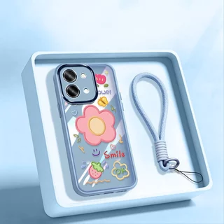 VRQR สําหรับ Vivo Y05 Y31d Y11d Y21 Y11 5G 4G Sunshine สไตล์สาวใสกันกระแทกเคสโทรศัพท์พร้อมเชือกเส้นเล็ก