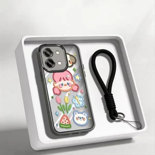 VRQR สําหรับ Vivo Y05 Y31d Y11d Y21 Y11 5G 4G Sunshine สไตล์สาวใสกันกระแทกเคสโทรศัพท์พร้อมเชือกเส้นเล็ก