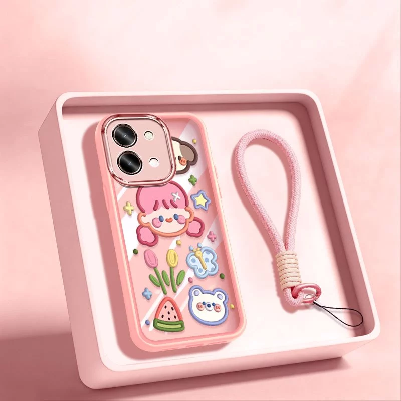 VRQR สําหรับ Vivo Y05 Y31d Y11d Y21 Y11 5G 4G Sunshine สไตล์สาวใสกันกระแทกเคสโทรศัพท์พร้อมเชือกเส้นเล็ก