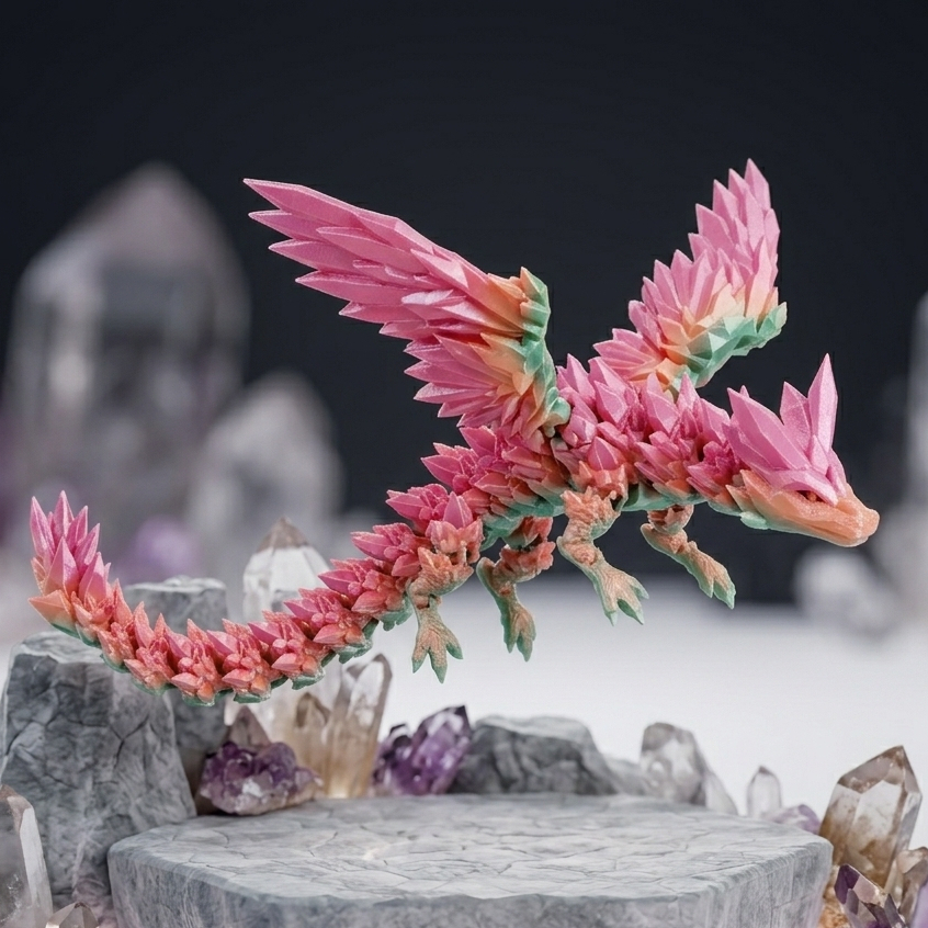 3D พิมพ์ มังกรบินคริสตัล สีสันสดใส เครื่องประดับของเล่น ขายร้อน