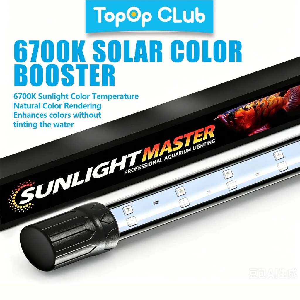 TOPOP CLUB Solar Booster Light แสงธรรมชาติ 6700K Lamp Aquarium โคมไฟตู้ปลา หลอดไฟ Submersible T8 สำหรับตู้ปลา จำลองแสงธรรมชาติ Neo Adjustable Timing