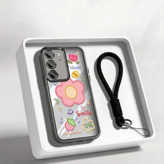 VRQR สําหรับ Oppo Realme C85 C83 C75X C75 C71 C100 4G 5G Sunshine สาวสไตล์ใสกันกระแทกเคสโทรศัพท์พร้อมเชือกเส้นเล็ก