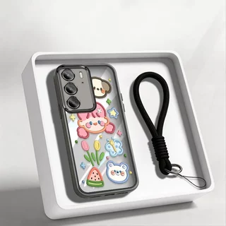 VRQR สําหรับ Oppo Realme C85 C83 C75X C75 C71 C100 4G 5G Sunshine สาวสไตล์ใสกันกระแทกเคสโทรศัพท์พร้อมเชือกเส้นเล็ก
