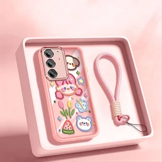 VRQR สําหรับ Oppo Realme C85 C83 C75X C75 C71 C100 4G 5G Sunshine สาวสไตล์ใสกันกระแทกเคสโทรศัพท์พร้อมเชือกเส้นเล็ก