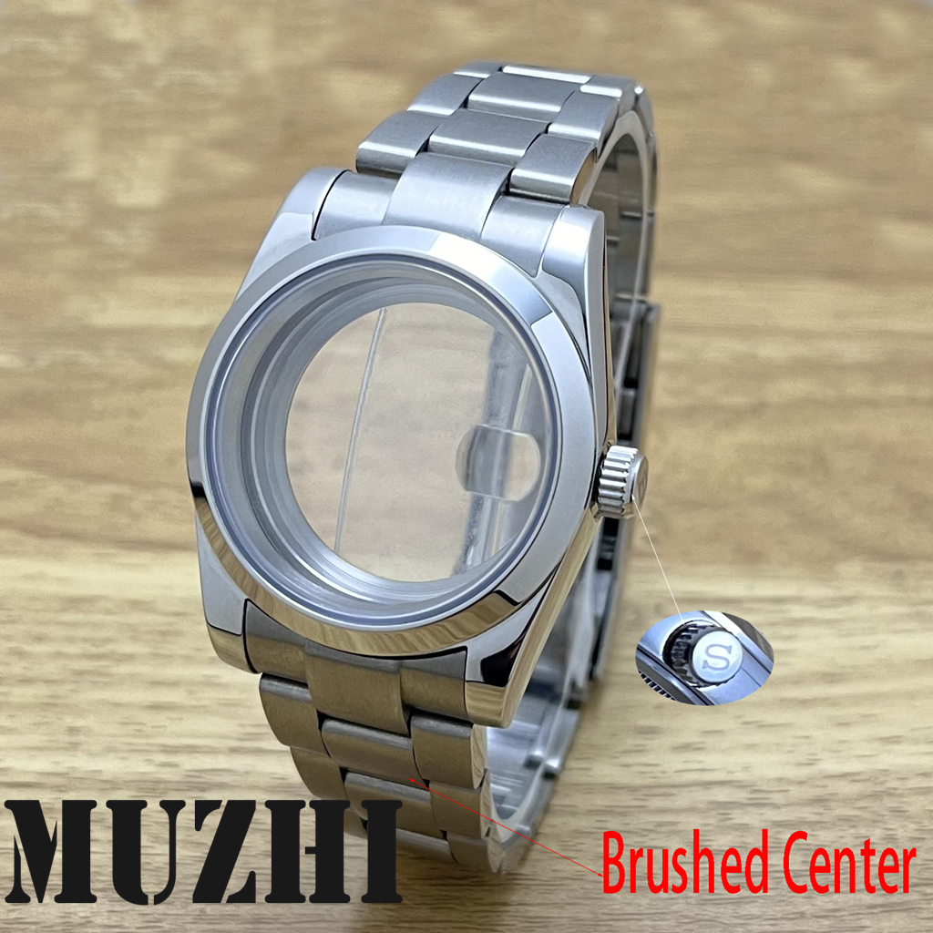 36 มม.40 มม.Fit NH34 NH35 NH36 ETA2824 PT5000 การเคลื่อนไหวแปรง Center สร้อยข้อมือ Sapphire Glass คริสตัลเหมาะสําหรับ S Crown