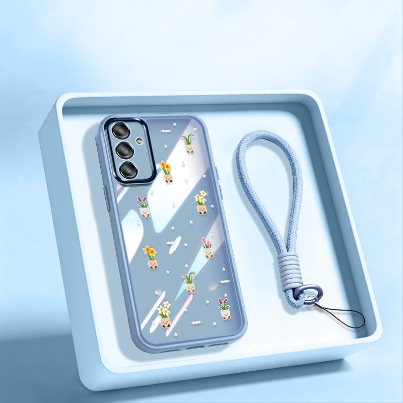 VRQR สําหรับ Samsung Galaxy A55 A35 A25 A15 A54 A34 A24 A14 A13 5G 4G A04S Mini สีรูปแบบใสกันกระแทกเคสโทรศัพท์พร้อมเชือกเส้นเล็ก