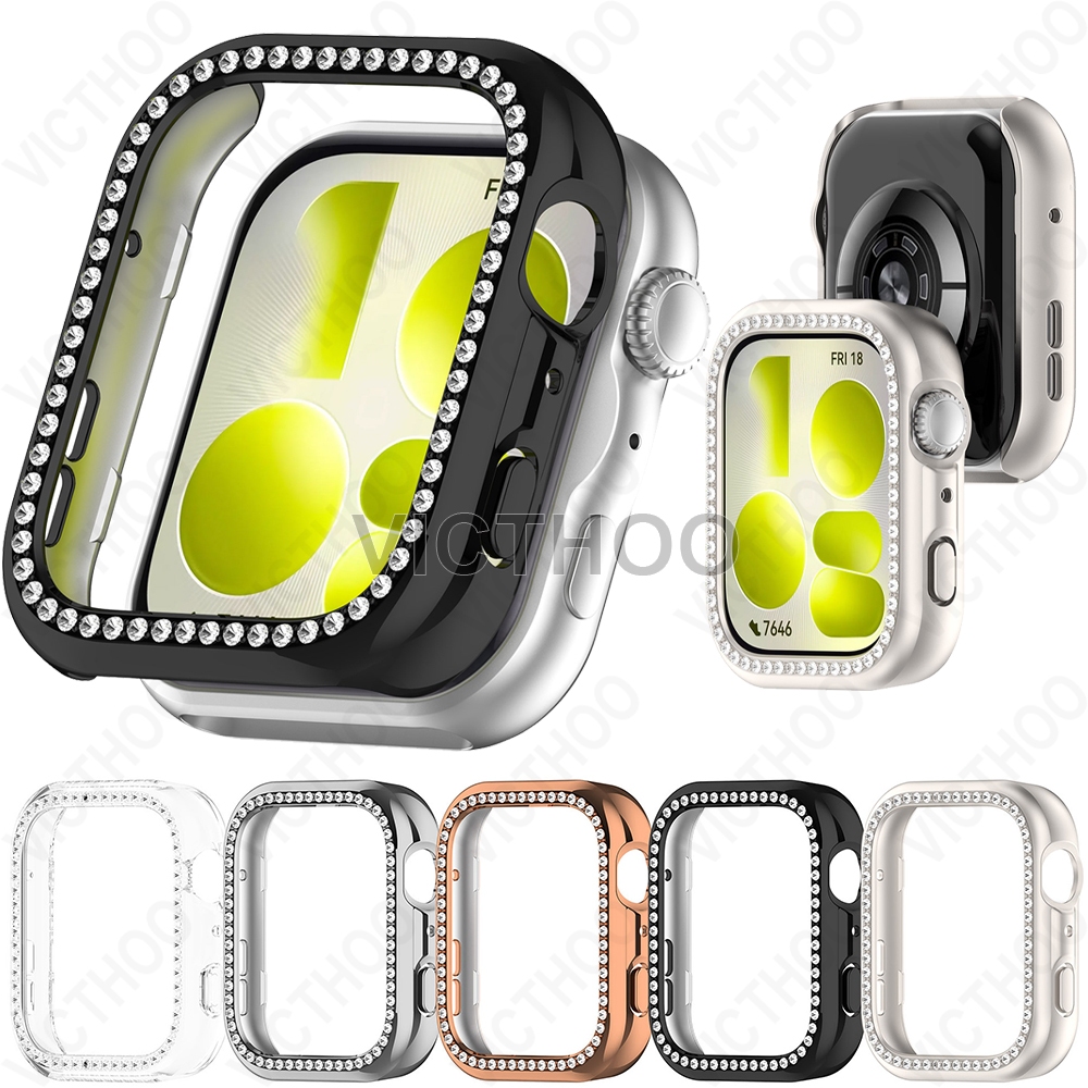 กรอบเพชรประกายครึ่งเชลล์ป้องกันหน้าจอสำหรับ Huawei Watch Fit 5 4 3/ Fit 5 Pro / Fit 4 Pro