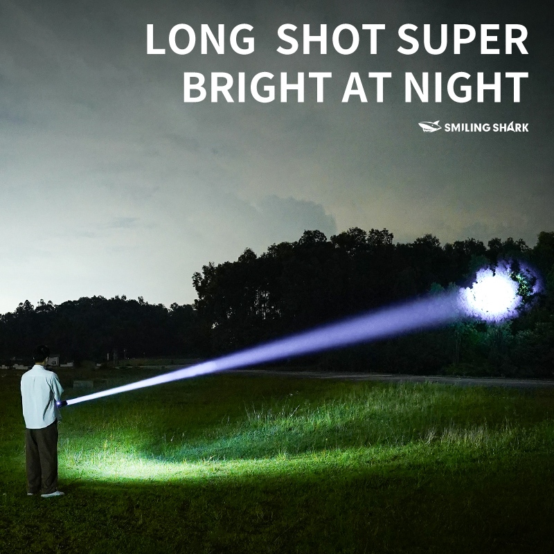SmilingShark SD8110 ไฟฉาย led M60 6000lm คบเพลิง ซุปเปอร์ไบรท์ ด้วยแสงระยะไกล ซูมได้ Type-C ชาร์จใหม่ได้ 5โหมด จอแสดงผลพลังงานดิจิตอล กันน้ำสำหรับการตั้งแคมป์ — صورة 2