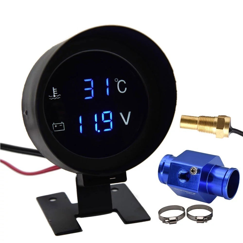 เครื่องวัดอุณหภูมิน้ํา นํา ดิจิตอล-10 ถึง 110℃เซ็นเซอร์ท่อ 10 มม. สากล 1/8NPT อะแดปเตอร์เครื่องวัดอุณหภูมิแรงดันไฟฟ้ารถยนต์