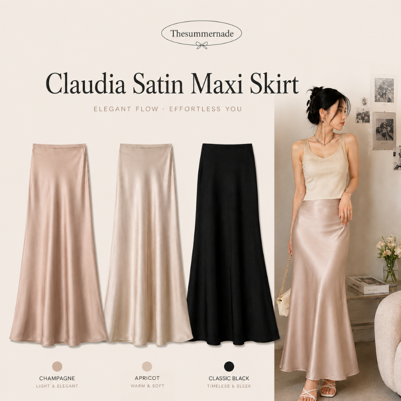 Thesummernade Claudia Satin Maxi Skirt ✨🪄 กระโปรงผ้าซาตินพรีเมียม ทรงหางปลาผ้าดีมาก
