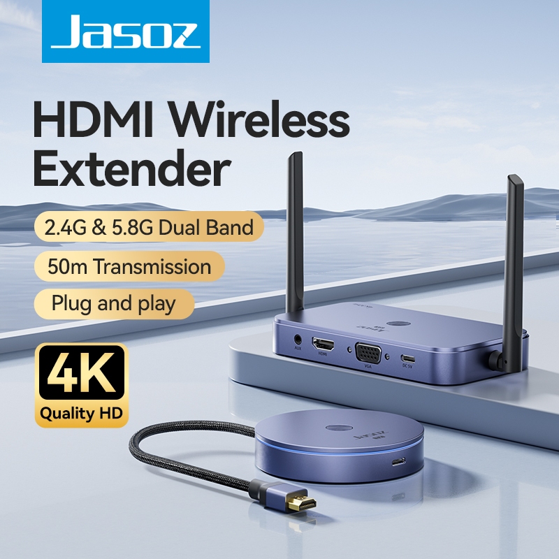 Jasoz HDMI Wireless screen sharing device HDMI Extender 4K HD 1080P Suitable Netflix Meeting Streami
