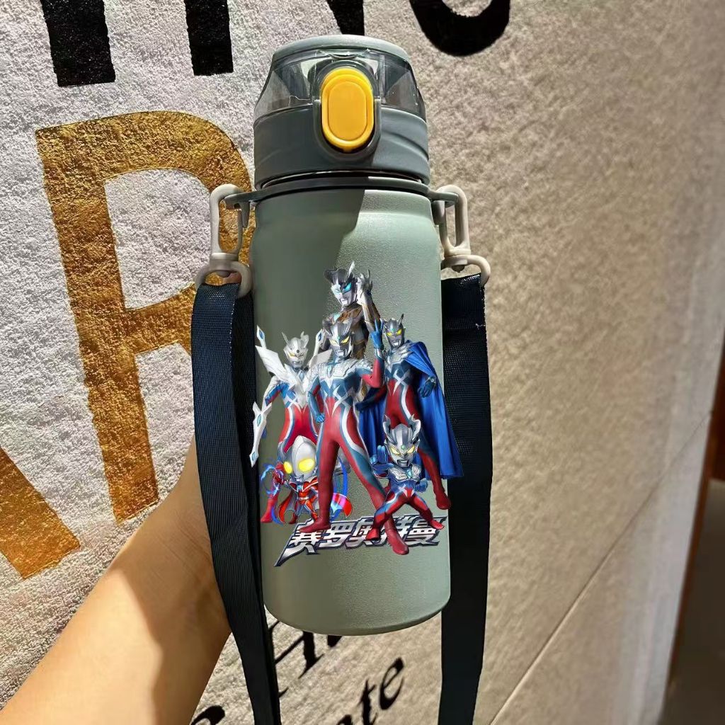 กระติกน้ําร้อน สเตนเลส 304 ลายการ์ตูนอุลตร้าแมน พร้อมหลอดดูด สําหรับเด็ก Ultraman