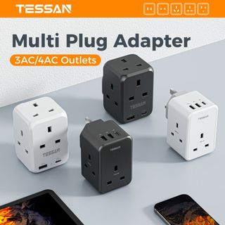 TESSAN Multi Plug Socket 4 AC Outlets and USB Adapter Extension Plug Wall Charger Small Size
