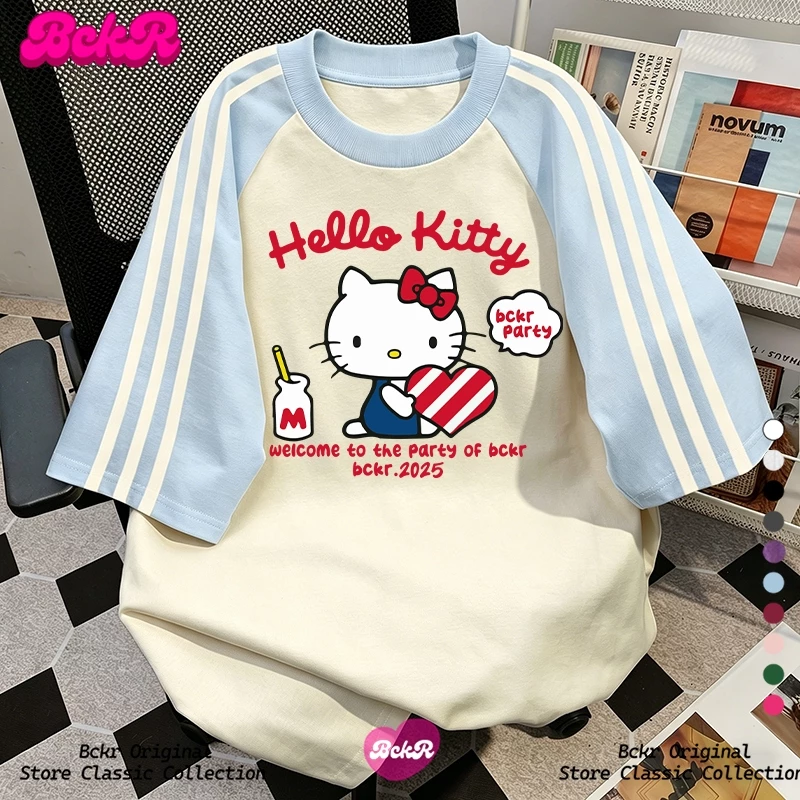 【จัดส่งตลอด 24 ชั่วโมง】🔥BCKR สไตล์พรีพี น่ารัก ลายแมวน้อย เสื้อผญ เสื่อยืด🐱oversize คอกลม เสื้อYG585