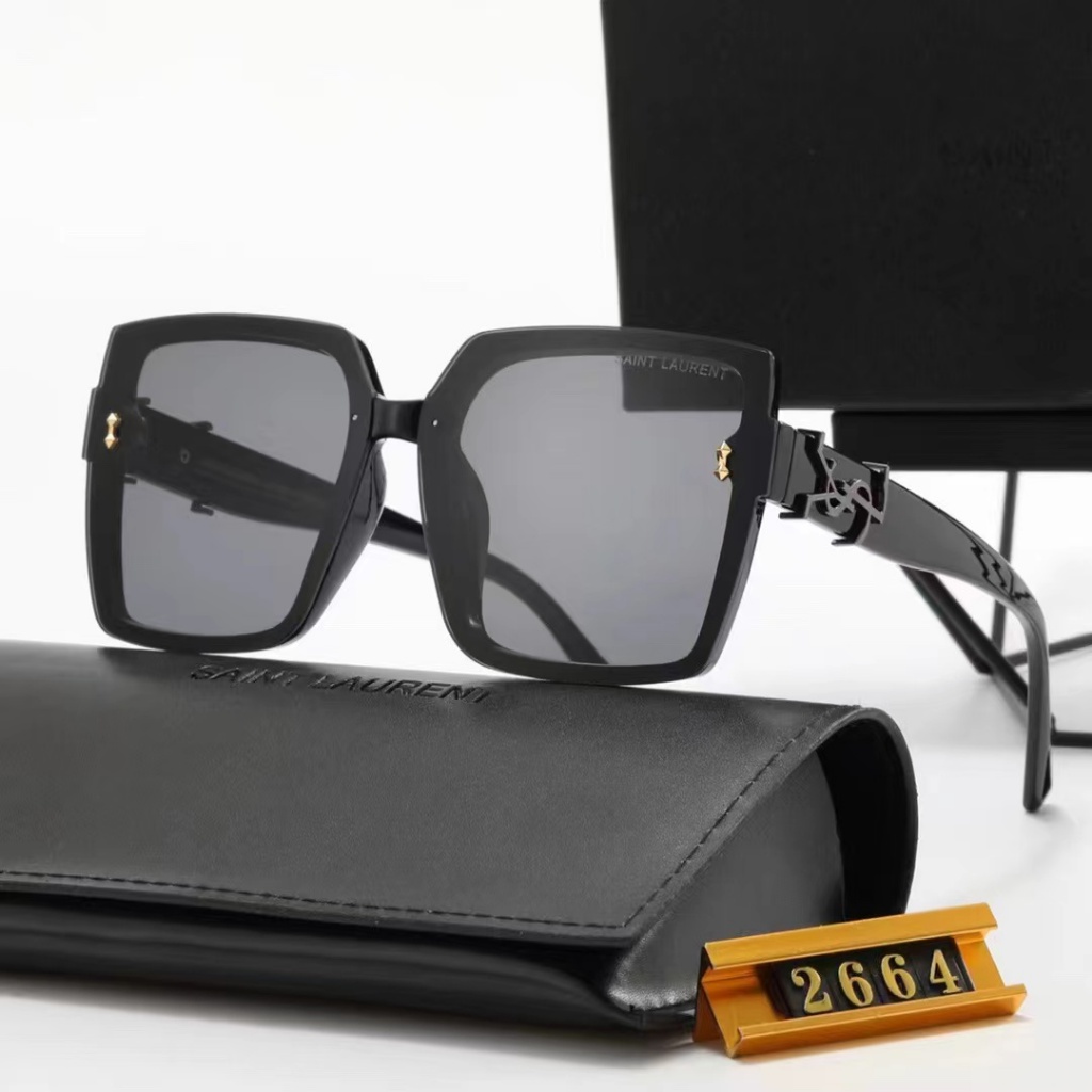 2025 Vintage Ladies Square แว่นตากันแดดผู้หญิงสีดําแว่นตากันแดด 2664