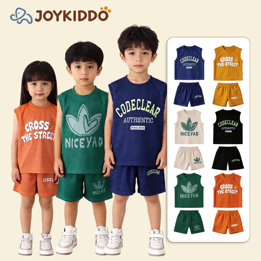 ชุดกีฬาเสื้อกล้ามฤดูร้อนสำหรับเด็กเสื้อผ้าแห้งเร็วตาข่ายเสื้อผ้าลำลองเด็กชายแขนกุด