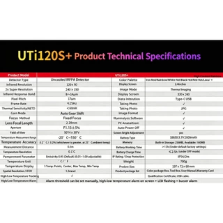 UNI-T UTi120S+ 120*90 เครื่องภาพความร้อนความละเอียดอินฟราเรด ช่างไฟฟ้า / HVAC / ซ่อมรถยนต์ / ตรวจจับรอยรั่วตกแต่งบ้าน ประสิทธิภาพสูง กะทัดรัดและทนทาน